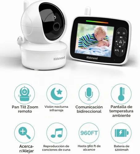 Vista 2 de Kidsneed Monitor de bebé con 2 cámaras