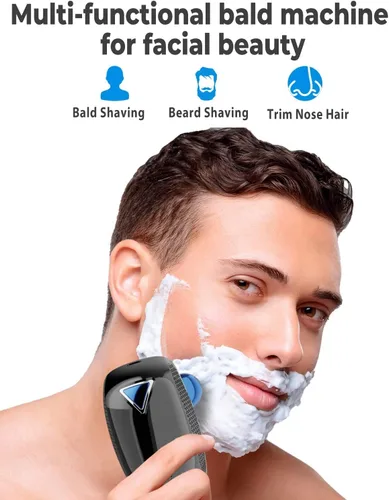 Vista 5 de Afeitadoras de cabeza para hombres calvos, afeitadoras eléctricas para hombres - Maquinilla de afeitar eléctrica inalámbrica impermeable IPX7