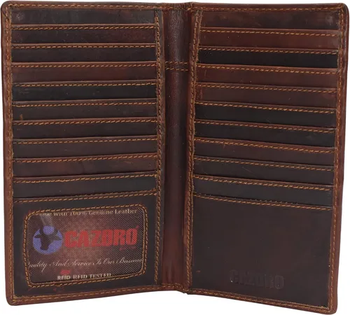 Vista 21 de Marshal Billetera de Cuero Bifold con Bloqueo RFID para Hombres y Mujeres Soporte de Cuero Genuino con 19 Ranuras, 2 Compartimentos para Billetes