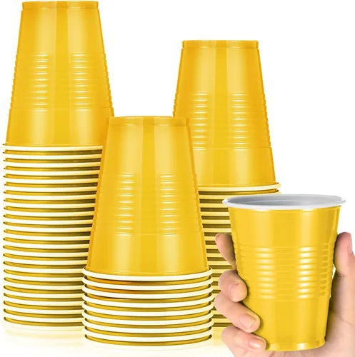 Vista 7 de Uiifan - 50 vasos desechables de plástico rosa de 9 onzas para bebidas