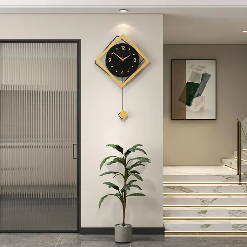 Vista 9 de Reloj de pared grande con péndulo decorativo, funciona con pilas Analog Silent Quartz Black Modern Clock for Living Room,Bedroom,Kitchen,Dining