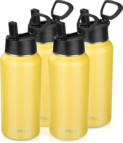 Vista 18 de Botella de agua aislada con popote, botella de agua deportiva de acero inoxidable aislada al vacío de 32 onzas, mantiene el frío y el calor, botella