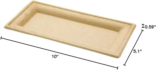 Vista 7 de Restaurantware Pulp Tek - Platos rectangulares de bagazo, 100 platos de ensalada impermeables a la grasa, tapas se venden por separado, platos