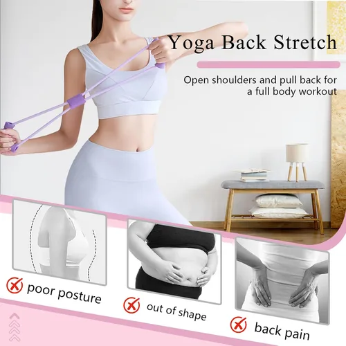 Vista 5 de Paquete de 2 bandas de resistencia de figura 8, bandas elásticas de entrenamiento para ejercicio, brazo, espalda, hombro, fitness, equipo de cuerda