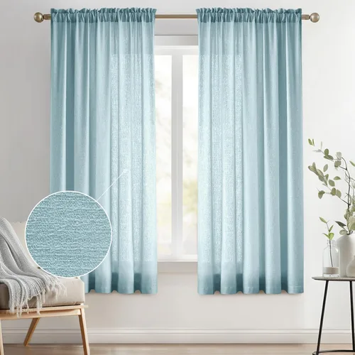 Vista 51 de Melodieux Cortinas de Niveles Semitraslúcidas Negras de 24 Pulgadas de Largo para Cocina, Cafetería, Dormitorio, Ventanas Pequeñas, Aspecto de Lino
