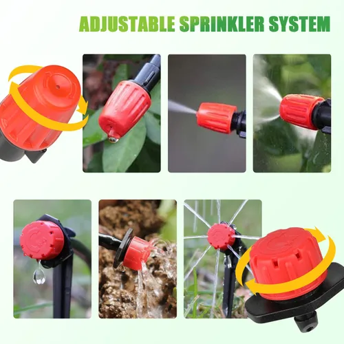 Vista 3 de Sistema de riego por goteo de 164 pies, sistema automático de riego de jardín de 192 piezas con rociador de boquilla de nebulización ajustable, tubo
