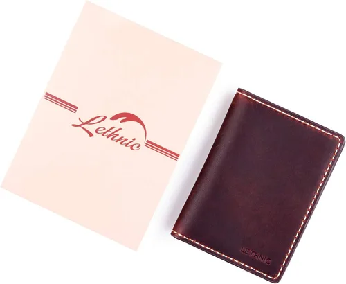 Vista 5 de LETHNIC - Tarjetero de cuero hecho a mano para mujer