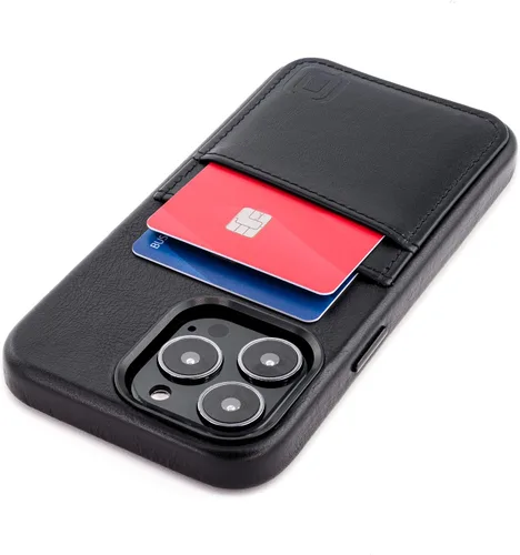 Vista 11 de Dockem Funda de piel auténtica para iPhone 13 con placa de metal integrada para montaje magnético, cartera cosida con 2 soportes para tarjetas