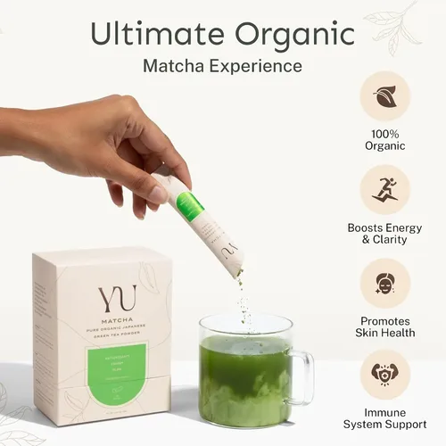 Vista 5 de Yu Tea Hojicha (75 porciones) + Matcha grado ceremonial (50 porciones) en polvo de té verde tostado japonés puro, bolsa resellable, 2.65 onzas