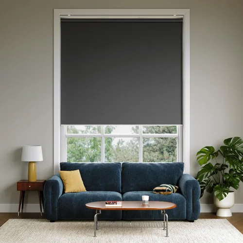 Vista 30 de Persianas enrollables opacas sin cordón para oscurecer la habitación, con sistema de resorte, protección UV, persianas de puerta, para hogar y Negro