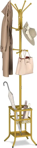 Vista 11 de Yoobure Perchero Independiente - Árbol de Abrigos con Soporte para Paraguas, Perchero de Metal con 12 Ganchos, Soporte Moderno para Colgar Abrigos