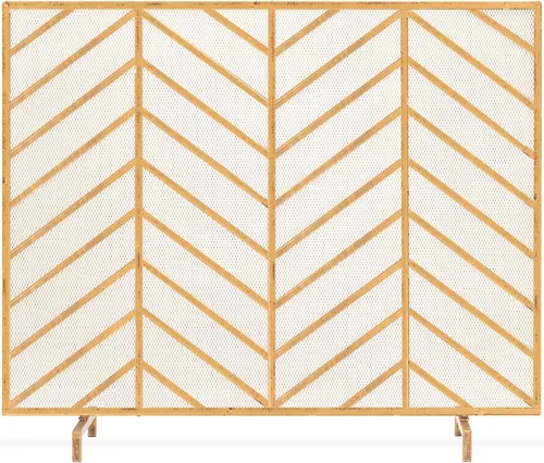 Vista 10 de Best Choice Products Panel individual de 38 x 31 pulgadas, hecho a mano, malla de hierro forjado, protector contra chispas contra incendios