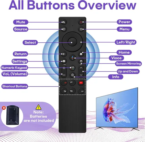 Vista 3 de RC923A FMB1 Voice Remote Replacement Compatible with TCL Google TV Remote