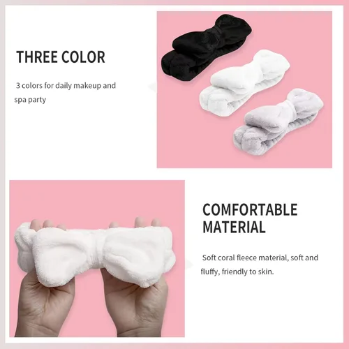 Vista 4 de WSYUB Diadema de spa, maquillaje, diademas de maquillaje esponjosas, suministros para fiestas de pijamas, diademas faciales para lavar la cara