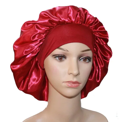 Vista 15 de VEYRNEIC Gorro de satén para el cabello para dormir, gorras de seda para quimioterapia con banda elástica ancha, gorro de dormir para mujeres