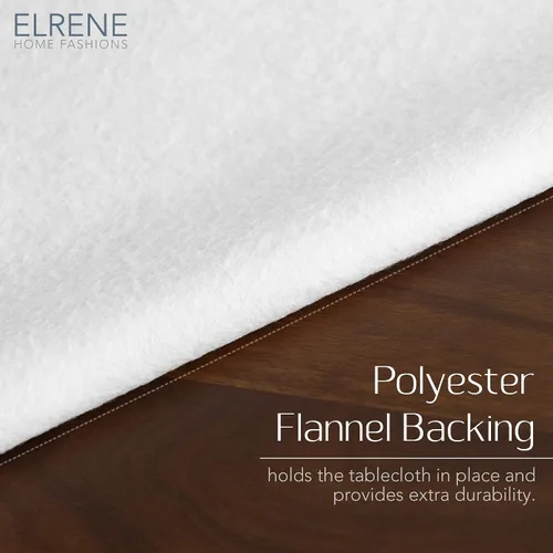 Vista 3 de Elrene Home Fashions Mesa Marble - Mantel de vinilo resistente al agua y a las manchas con reverso de franela, 60 pulgadas x 84 pulgadas, ovalado