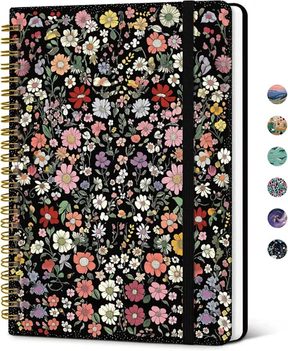 Vista 26 de Taja Cuaderno de Diario en Espiral con Líneas para Mujeres, A5 Lindo Cuaderno de Tapa Dura con Rayas Universitarias para Trabajo y Toma de Notas