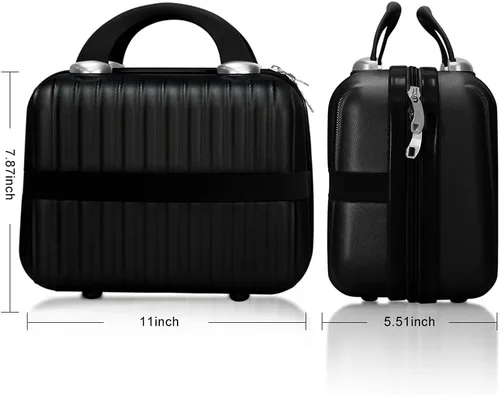 Vista 3 de Estuche de cosméticos rígido de 11 pulgadas, estuche organizador de maquillaje, bolsa organizadora pequeña y portátil de tren de maquillaje