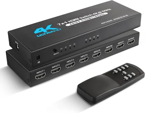 Vista 11 de [Actualización] NEWCARE 4K @60Hz HDMI Switch 5 en 1 salida con cable de carga tipo C, conmutador HDMI con control remoto IR, caja selectora HDMI