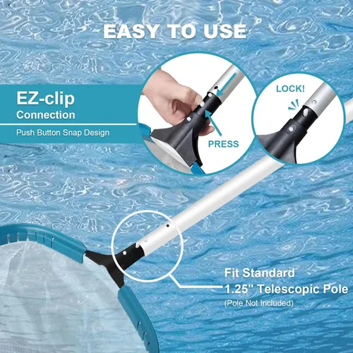 Vista 5 de Red de spa para piscina de 14 pulgadas, malla ultra fina, rastrillo para polen de piscina
