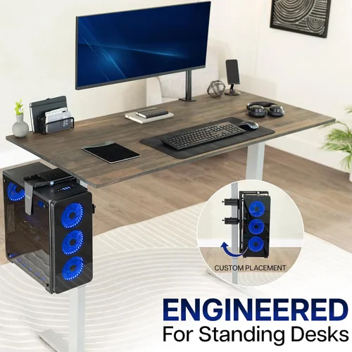 Vista 9 de VIVO Soporte Ajustable con Abrazadera para PC de Pata de Escritorio, Soporte para PC Bajo el Escritorio, Soporte de Carcasa de Computadora CPU