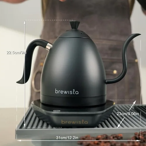 Vista 2 de Brewista Artisan - Hervidor eléctrico de cuello de cisne, hervidor de agua con panel LCD, control preciso de temperatura, hervido rápido y ajustes