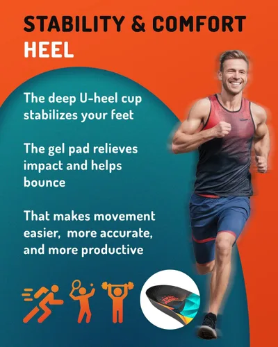 Vista 4 de Plantillas deportivas que absorben los golpes, insertos de amortiguación de zapatos deportivos para hombres y mujeres, ideales para deportes
