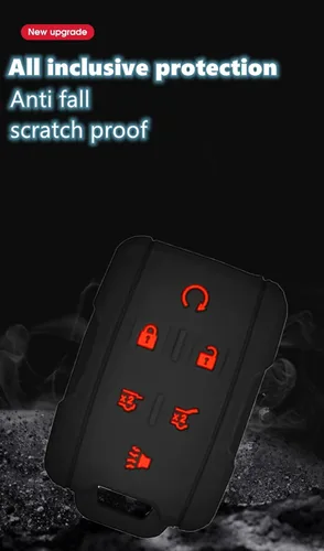 Vista 5 de Funda de silicona para llavero con control remoto para GMC Chevrolet 2 Negro con rojo