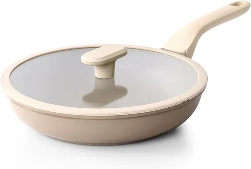 Vista 11 de PRICUSIS Sartén antiadherente con tapa, sartén de 8/10 pulgadas con mango Stay Cool, totalmente revestida, compatible con inducción y apta