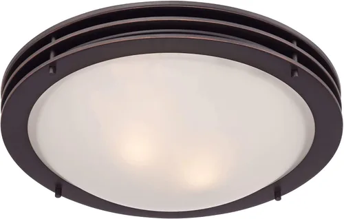 Vista 5 de Possini Euro Design Lámpara de techo moderna de montaje empotrado de 16 pulgadas de ancho, pantalla de cuenco de vidrio blanco con 2 luces de bronce