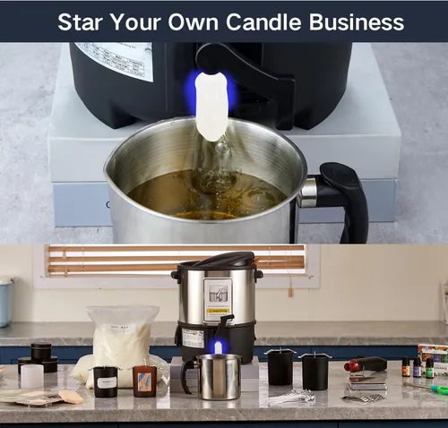 Vista 5 de KQU Olla de cera para velas con boquilla, derretidor eléctrico de cera para hacer velas, olla pequeña para hacer velas con mango resistente al