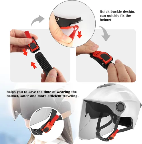 Vista 4 de Kit de hebilla de liberación rápida para casco de motocicleta, correa de casco de motocicleta de acero inoxidable, accesorios universales para casco