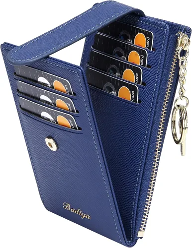 Vista 7 de Badiya Tarjetero para mujeres con RFID, carteras delgadas, plegables, tarjetero multifuncional, monedero