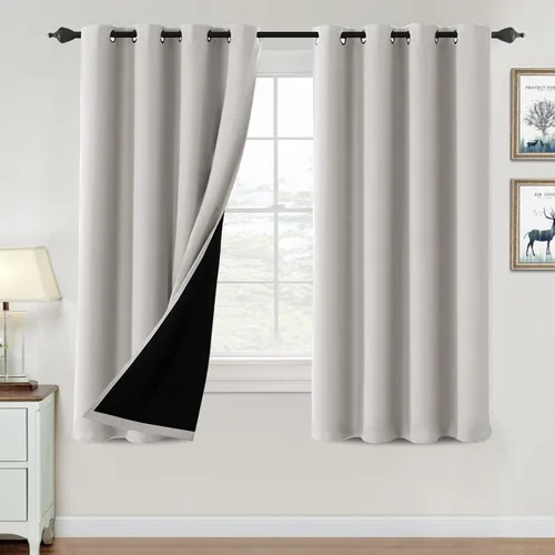 Vista 137 de H.VERSAILTEX Cortinas 100% de opacidad para dormitorio, con aislamiento térmico, cortinas opacas de 63 pulgadas de largo, cortinas de bloqueo