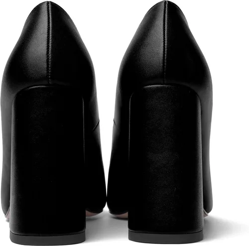 Vista 4 de AMBELIGHT Vestido de noche de ante sin cordones para mujer, puntera puntiaguda, tacón alto grueso, zapatos de 4 pulgadas