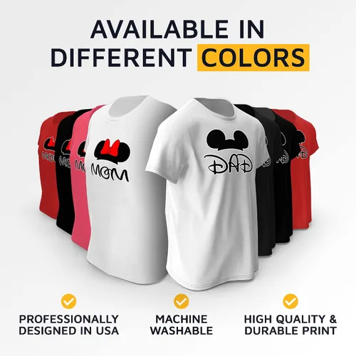 Vista 5 de GOOD SHOPPERS ACTIVEWEAR - Camisas a juego para parejas de mamá y papá, camisetas para mujeres y hombres con diseño gráfico de ratón de dibujos