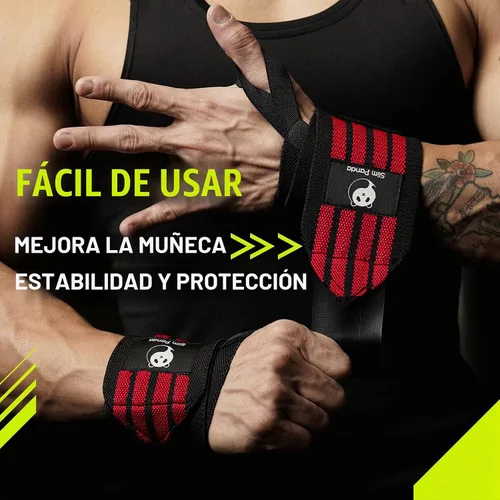 Vista 3 de Slim Panda Wrist Wraps for Powerlifting & Weightlifting - Adjustable 18" Straps with Thumb Loops Heavy Duty Wrist Support for Deadlift, Bench