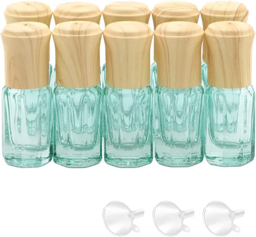 Vista 10 de 10 botellas de vidrio negro de 0.1 fl oz para aceites esenciales, mini rollo en frascos, cosméticos, contenedores de muestras de perfume, incluye