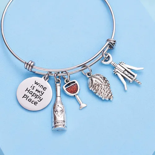 Vista 5 de Vino es My Happy Place vino Whisperer regalo los amantes del vino vino de regalo los amantes del vino de regalo de joyería pulsera de regalo