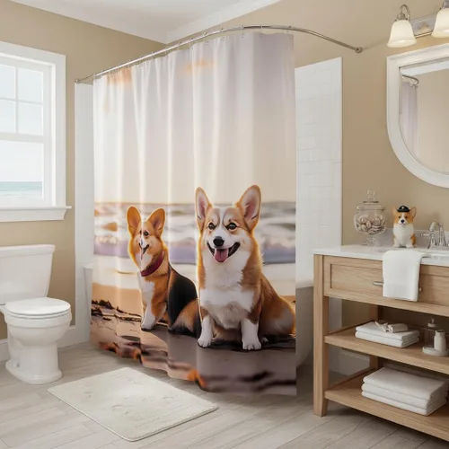 Vista 29 de Castle Fairy Watercolr - Cortina de ducha de tela de carreras de caballos, cortinas de ducha de juego de caballos para baño, cortina de ducha