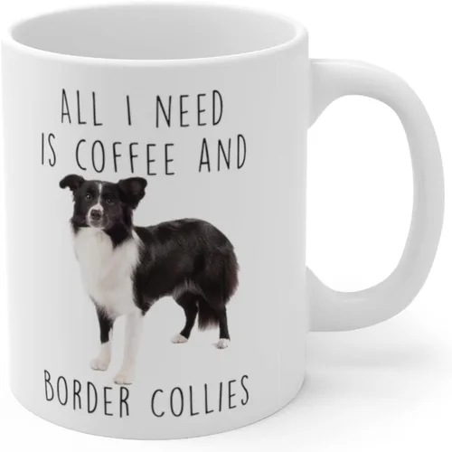 Vista 3 de Taza de café blanca con texto en inglés "I Love Coffee And Border Collie", regalos divertidos para perros y madres, regalos de Navidad 2024