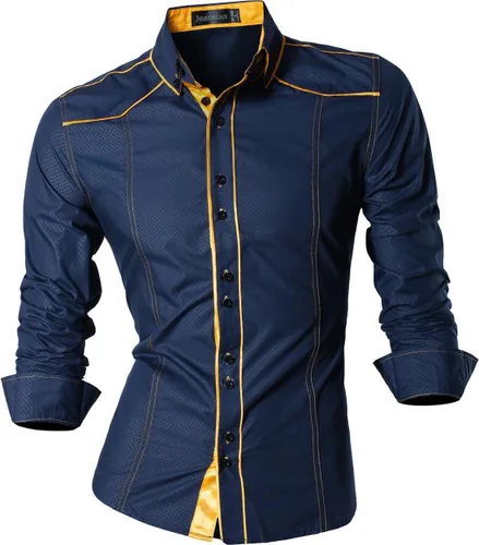 Vista 132 de jeansian - Camisas de manga larga de ajuste entallado para hombre (8397), con botones, informales y de vestir.