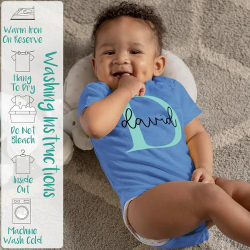 Vista 7 de Mameluco de bebé personalizado con inicial y nombre para baby shower Body personalizado para recién nacido Mameluco personalizado Bebe Lindo