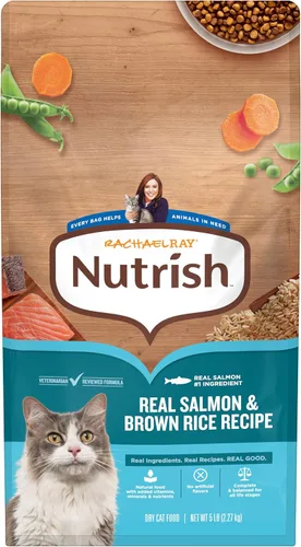Vista 11 de Nutrish Rachael Ray Alimento seco para gatos Receta de salmón real y arroz integral, bolsa de 2.5 libras