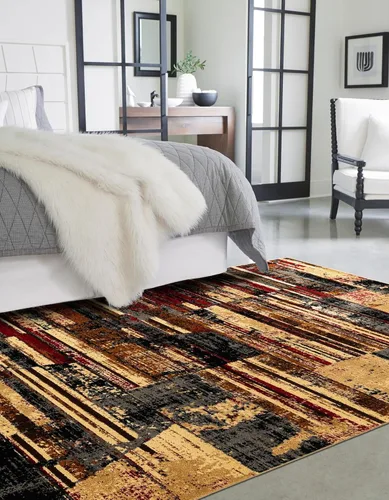 Vista 10 de Unique Loom Saturn Collection - Alfombra de área Vue (Runner 2 pies 2 pulgadas x 5 pies 0 pulgadas, multi/beige)