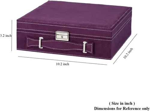 Vista 6 de Shop LC Joyero de terciopelo morado para mujer, organizador grande con soporte para aretes, exhibición de collares, almacenamiento de anillos