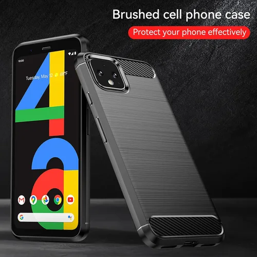 Vista 5 de Funda para Pixel 4 XL Google 4 XL Funda de fibra de carbono TPU suave antideslizante duradera ligera cubierta protectora para Google Pixel 4 XL