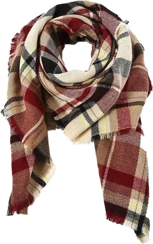 Vista 3 de American Trends Bufanda de Otoño e Invierno para Mujer a Cuadros con Borlas Suave y Cálida Manta Bufandas Chal Envolturas para Mujer