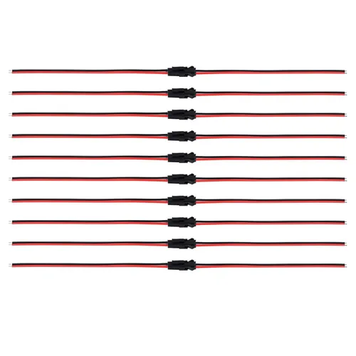 Vista 4 de Adaptador de conector macho y hembra de 22 AWG de 2 pines con cable eléctrico de 5.315 in para luz LED, 20 pares