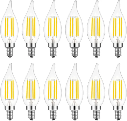 Vista 9 de Bombilla LED E14 con base europea de 4 W, bombillas LED regulables equivalentes a 40 W, bombillas LED con punta de llama, 110 V 2700 K, blanco